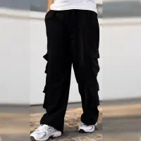 شلوار کارگو کتان بنگال کرم و مشکی