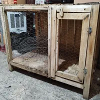 قفس چوبی مرغ و خروس با فنس فلزی