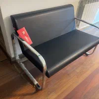 مبل دو نفره انتظار، چرم و استیل|مبلمان اداری|ساری, |دیوار