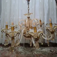 لوستر بزرگ ۸شاخه شیشه ای کریستال
