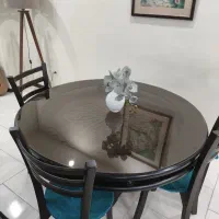 میز شش نفره گرد چوبی