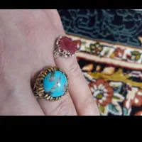 انگشتر فیروزه و یاقوت سرخ