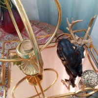 سینی آینه ای همراه با. جا شمعی و گوزن