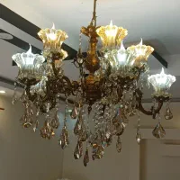 یک جفت لوستر ۵ شاخه ۱۰ شعله برنزی|لوستر و چراغ آویز|پردیس, فاز ۸|دیوار