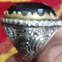 انگشتر مردانه یاقوت کبود نقره اصل قلمکاری|جواهرات|دزفول, |دیوار
