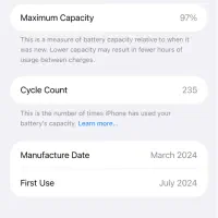 iphone 15 pro max zaa باطری ۹۷|موبایل|اهواز, فاز ۲ پادادشهر|دیوار