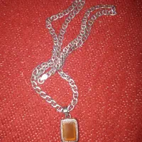 زنجیر نقره ایتالیا و پلاک شرف شمس