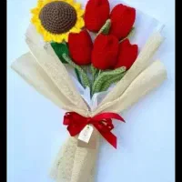 گلدان های بافتنی فانتزی‌ ودسته گلهای بافت زیبا|اسباب‌‌بازی|همدان, |دیوار