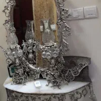 آینه شمعدان و ساعت دیواری برنز