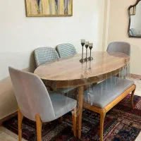 مبل راحتی شش نفره سفارشی چوب راش با میز نهارخوری