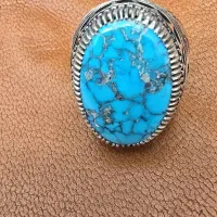فیروزه نیشابور مغز سنگ عنکبوتی ابی درجه یک|جواهرات|مبارکه, |دیوار