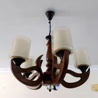 یک جفت لوستر چوبی نو پنج شعله|لوستر و چراغ آویز|تهران, استخر|دیوار