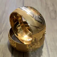 النگوی لولایی پهن/النگو تراش/ و انگشترطلا فی تابلو