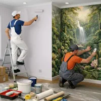 نصب و اجرای کاغذ دیواری ورنگ کاری ساختمان