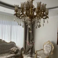 لوستر برنج کرم طلایی برنز ۷ شاخه ی دوبل|لوستر و چراغ آویز|تهران, ظفر|دیوار
