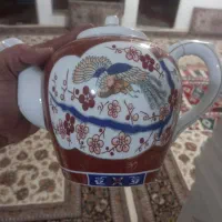 قوری قدیمی روسی بزرگ انگوری با خاک طلا سیمرغی