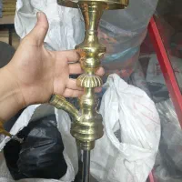 تنه قلیان برنجی چوبی