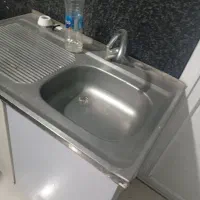 میز صندلی تابلو هشتی سینک با کابینت قفسه مغازه