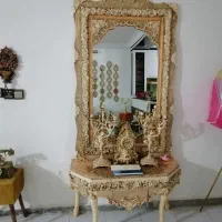 اینه کنسول همراه با ساعت و شمعدان|بوفه، ویترین، کنسول|رشت, فلسطین|دیوار