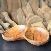 ظرف دوقلو چوب گردو کوهستان (هنر چوب لیدار)