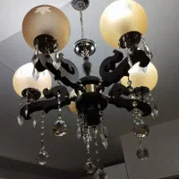 لوسترچوب و استیل وکریستال ۵شاخه|لوستر و چراغ آویز|ماهدشت, |دیوار