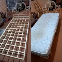 تخت خواب یک نفره فلزی تاج محرک همراه تشک