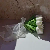 دسته گل عروس،گل لاله لمسی دسته گل عقد