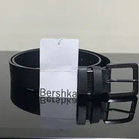 کمربند مردانه چرمی مشکی اورجینال برشکا BERSHKA
