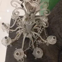 لوستر طلایی و شیشه ای|لوستر و چراغ آویز|اندیشه, شهرک صدف|دیوار