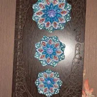 ست ۳ تایی بشقاب میناکاری همراه با قاب