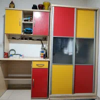 میزتحریر با سلف و کمد لباس وتخت  تاشو بزرگ|تخت و سرویس خواب|آمل, |دیوار