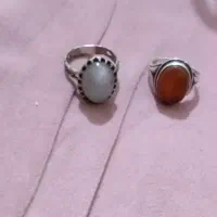 دو عدد انگشتر نقره شجر و عقیق قدیمی