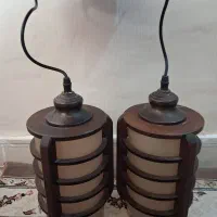 لوستر دو شاخه چوبی|لوستر و چراغ آویز|اراک, |دیوار