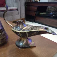 جفت گلدان برنزی سیاه قلم و چراغ جادو کار دست|صنایع دستی و سایر لوازم تزئینی|تهران, خلیج فارس|دیوار
