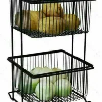 استند سیب زمینی پیاز دو طبقه مربع فلزی با کیفیت