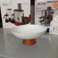 ظرف میوه خوری کاسه میوه خوری چوب فلز سفید