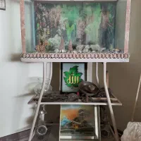 آکواریوم پایه دار به همراه مهتابی و تجهیزات