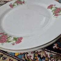 ۱۶عدد بشقاب و۴عدیس بزرگ چینی  گلسرخی