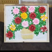 تابلوی روبان دوزی گل رز