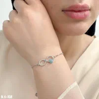 دستبند نقره مدل بی نهایت روکش طلا چشم نظر دار ۹۱۷۳
