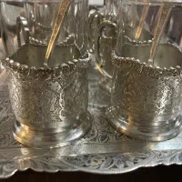 ست چایی خوری اصفحان تمام نقره ۸۴ عیار|کلکسیون اشیاء عتیقه|مشهد, شهید فرامرز عباسی|دیوار