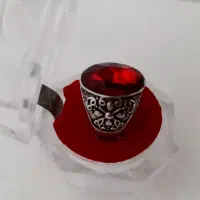 انگشتر نقره ای نگین سرخ براق|بدلیجات|عجب شیر, |دیوار