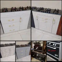 اجاق گاز طرح فر لعاب و کابینت رویه شیشه و استیل