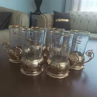 لیوان لب طلایی باگیره فلزی