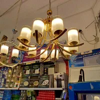 لوستر آویزی مدل ر رنگ طلایی با آبکاری آب طلا|لوستر و چراغ آویز|اردبیل, |دیوار