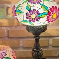 چراغ رومیزی نقاشی شده دست‌ساز|چراغ خواب و آباژور|نوشهر, |دیوار