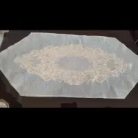 ست رومیزی و کوسن ابی طلایی