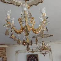 لوستر ۶ شعله با حباب و آویزهای کریستال فرانسه۴ عدد