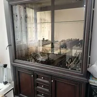 بوفه دو تکه بالا شیشه پایین کمد و کشو