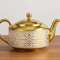 قوری چینی طرح دار طلایی|قوری، کتری، قهوهساز دستی|بندر انزلی, کارآموزی|دیوار